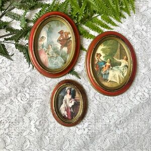 Set of 3 1960’s Italian Florentine Aged Oval Mini Decor